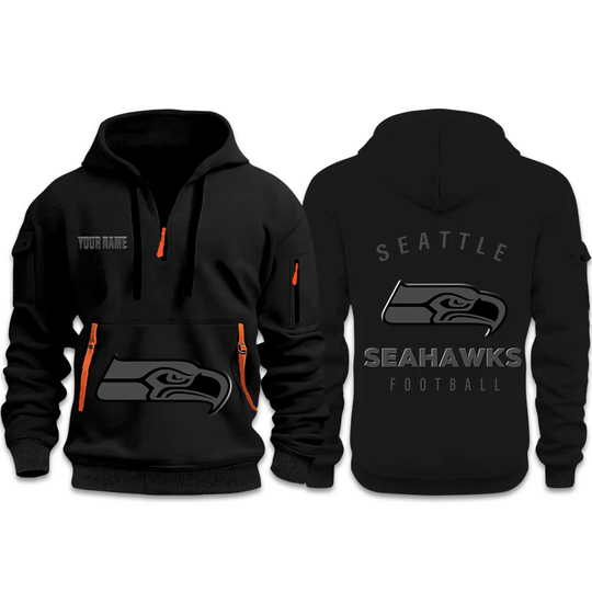 Custom Seahawks Back In Black 2026 Quarter Zip Hoodie
