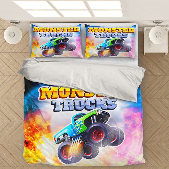 Kids Monster Trucks 3D Bedding Set