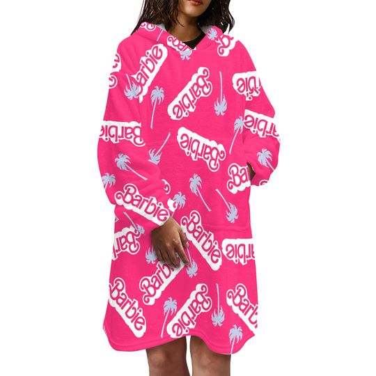 Mattel Barbie Snuddie Hooded Oversized Fleece Blanket Hoodie Snoodie Oodie