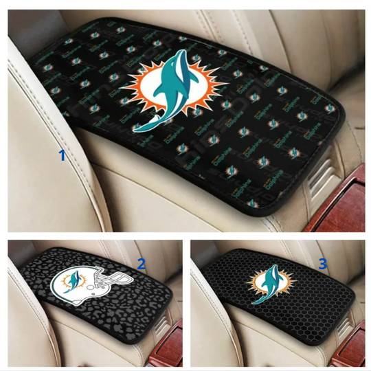 Miami Dolphins Car Handrail Box Cushion Car Center Control Armrest Cover Pad