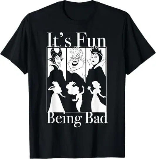 Discover Disney Princess Villain Trio Fun Being Bad Graphic Black T-Shirt