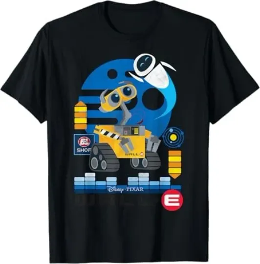 Discover Disney Wall-E And EVE Distressed Friendship Portrait Black T-Shirt