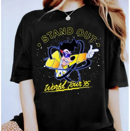 Discover Disney Goofy Black T-Shirt , Stand Out World Tour 95