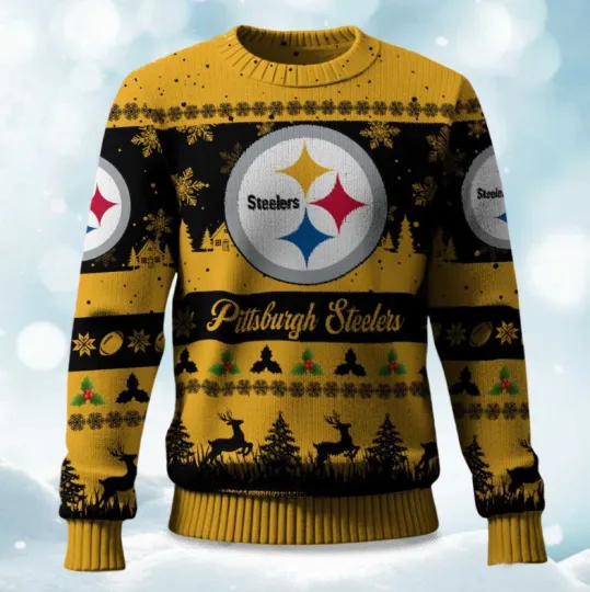 Discover 2025 Christmas Steeler Festive Reindeer N Tree Ugly Sweater