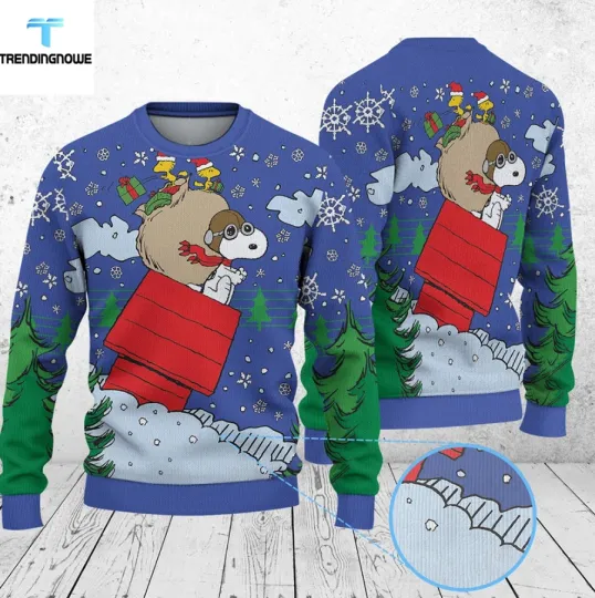 Discover Snoopy Woodstock In Red Baron Gear Ugly Christmas Sweater 2025