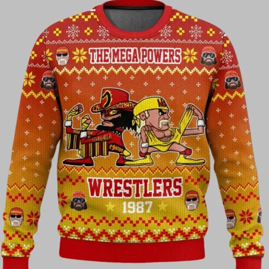 The Mega Powers Wrestlers Macho Man and Hulk Hogan Ugly Christmas Sweater