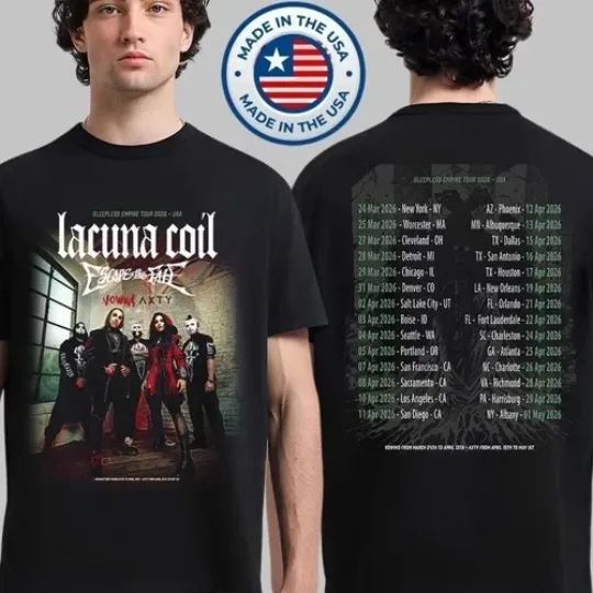 Discover Lacuna Coil The Sleepless Empire Tour 2026 North America T shirt