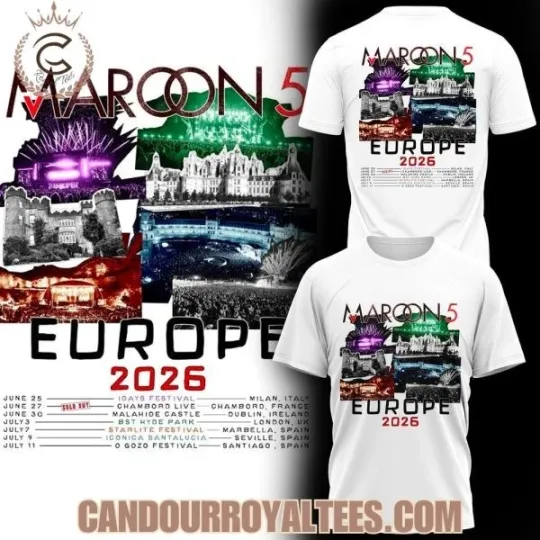 Maroon 5 Europe Tour 2026 T- Shirt Gift For Fan