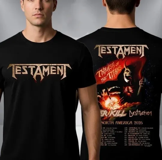 Discover Testament Thrash Of The Titans North America 2026 Schedule Tour 2 SIDE T Shirt