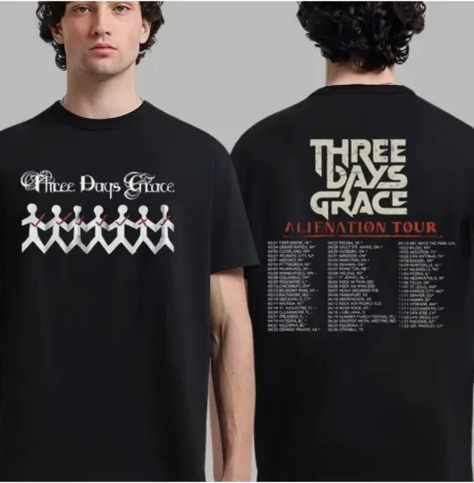 Discover Three Days Grace Alienation Tour 2026 Shirt, North America Concert T-Shirt