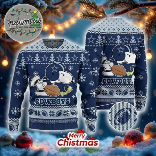 Discover Dalla Cowboy Snoopy Play Football Ugly Christmas Sweater
