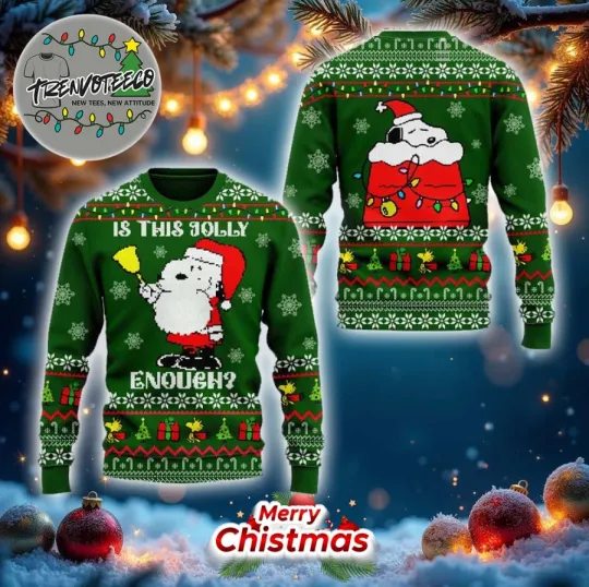 Discover Snoopy Is This Jolly Enough Christmas Ugly Sweater