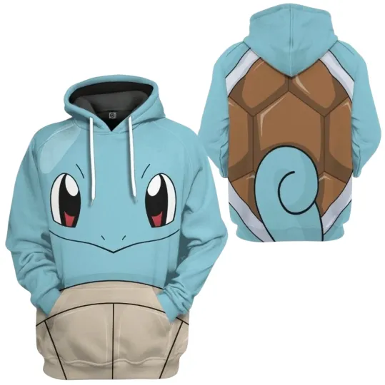 3D Squirtle Zenigame All Over Print Hoodie