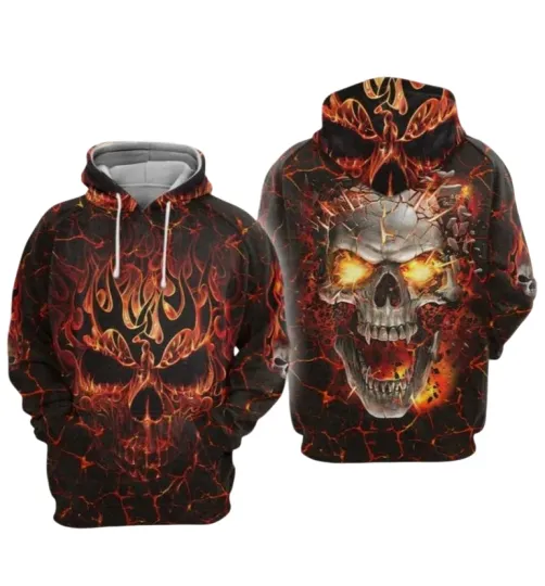 Discover Fire Blast Skull 3D Hoodie