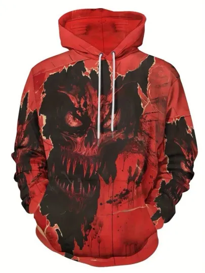 Discover Men's 3D Skull Demon Pattern Print Hoodie