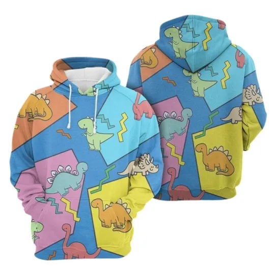 Discover Unisex 3D Colorful Dinosaur Hoodie Sweatshirt for Dinosaur Lovers