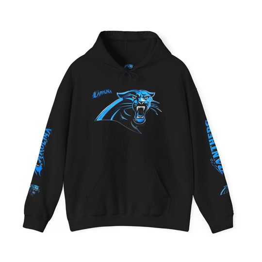 Hoodie Carolina Panthers chrome design Logo and text Hoodie | Panthers Graphic Pullover