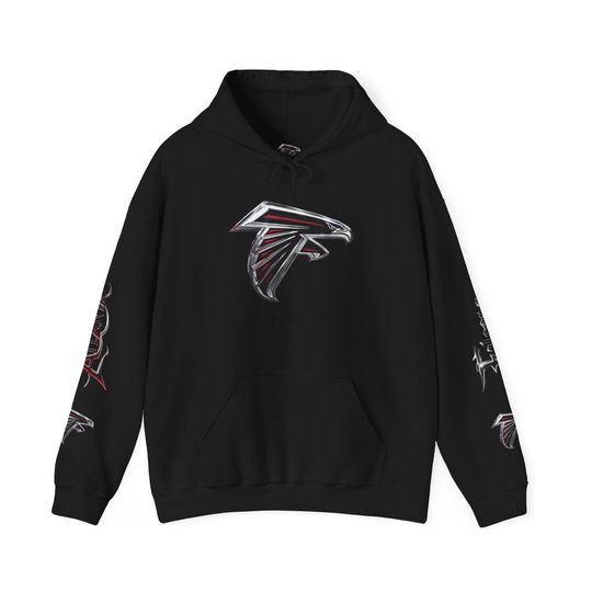 Hoodie Atlanta Falcons chrome design Logo and text Hoodie, Game Day apparel, Elegant style