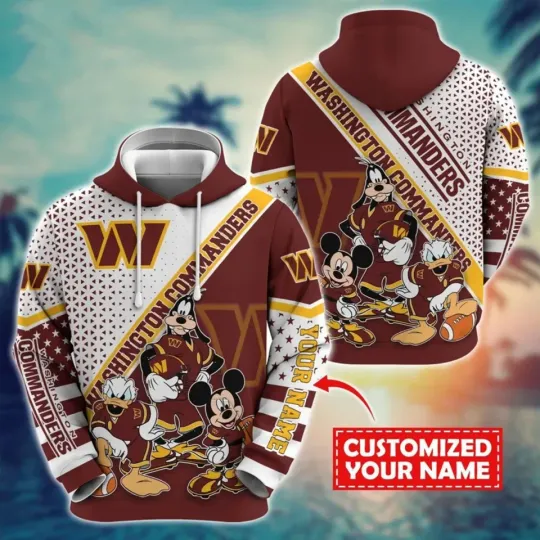 Discover Custom Washington Football Team Commanders 3D Hoodie