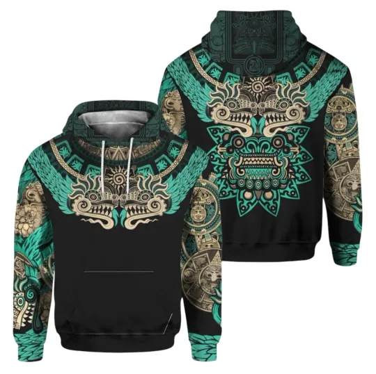 Discover Mexico Aztec Quetzalcoatl Skull 3D All Over Print Hoodie