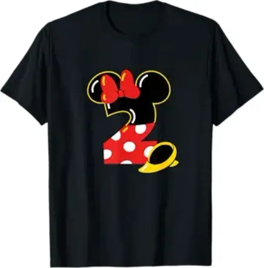 Discover Disney Minnie Numbers "2" Second 2nd Birthday Party T-Shirt, Gift For Friends