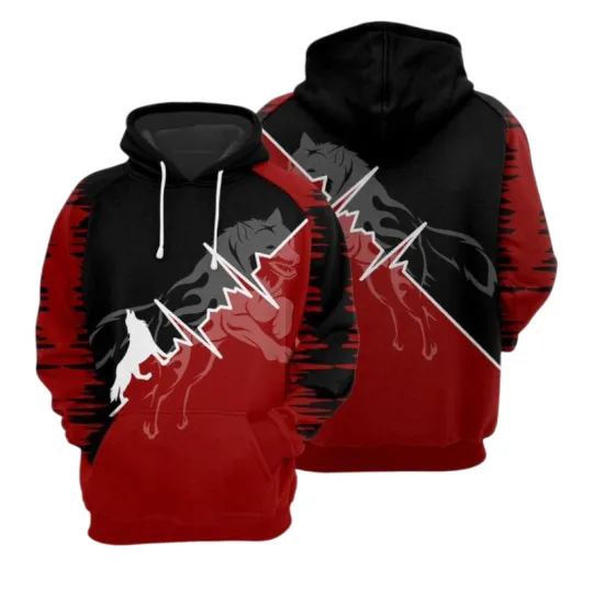 Discover Love Wolf 3D Printed Hoodie for Men and Women