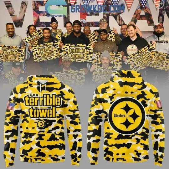 Discover Pittsburgh Steeler The Terrible Towel Camo All Over Print Hoodie