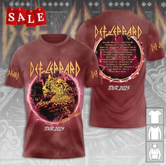 Discover New Def Leppard Tour 2025 Gift For Fans S-6XL 3D T-shirt MO619