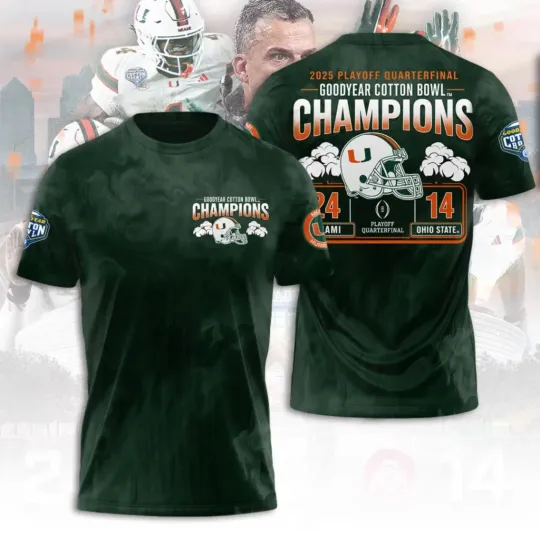 Miami Hurricane Football 3D Shirt