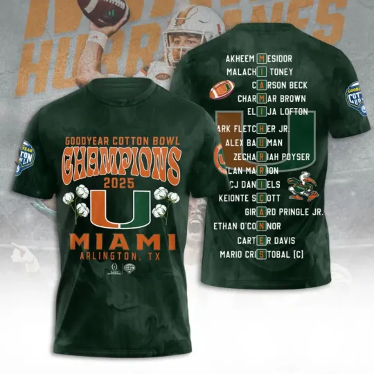 Miami Hurricane Football 3D Shirt