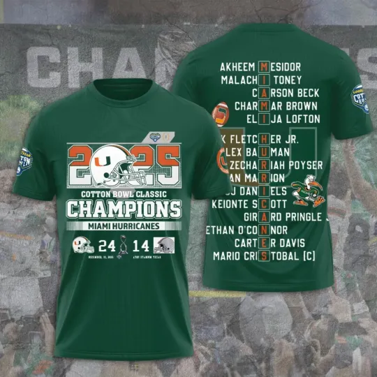 Miami Hurricane Football 3D Shirt