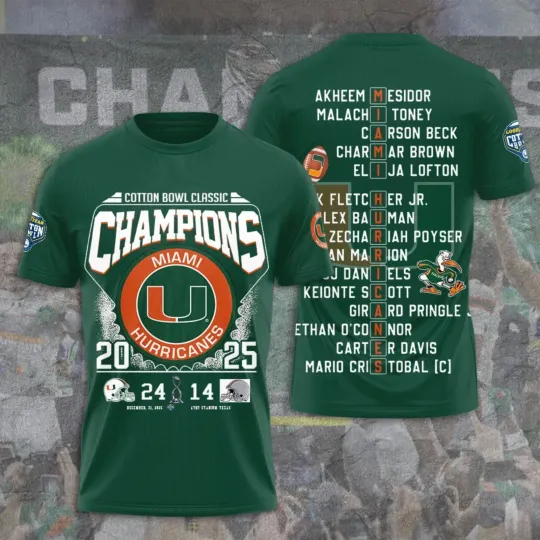 Miami Hurricane Football 3D Shirt