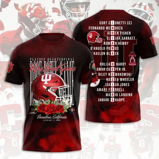 Indiana Hosier Football 2026 Rose Bowl 3D Shirt