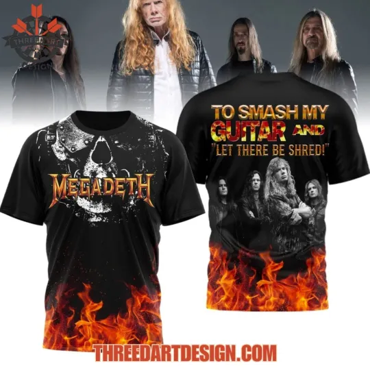 Discover Megadeth To Smash My Guitar And Let There Be Shred 3D T-Shirt
