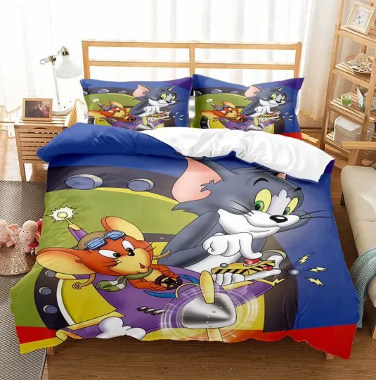 Tom and Jerry Cartoon Bedding Cover Set for Kids