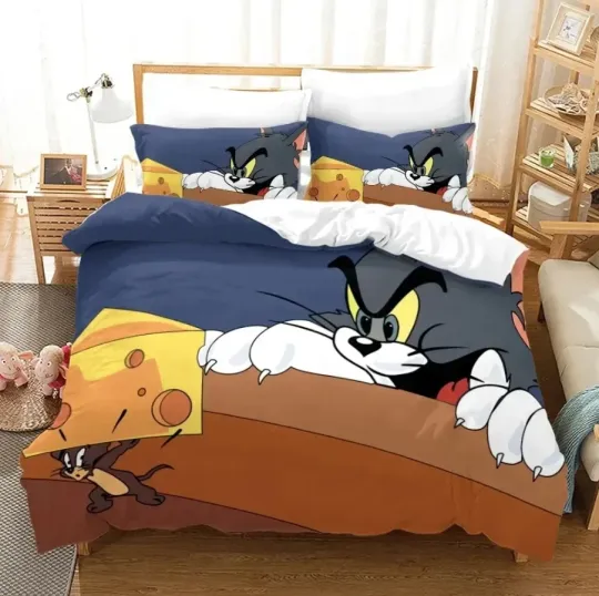Discover Cartoon T-Tom Mouse and Cat Bedding Set J-Jerry Bed Cover