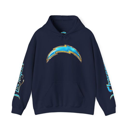 Los Angeles Chargers Hoodie, Chrome Lightning Bolt, Game Day Wear