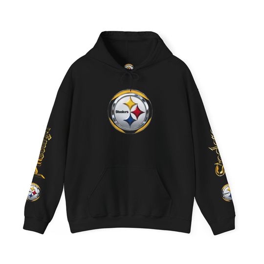 Discover Pittsburgh Steeler Hoodie, Chrome Logo and text design, Game Day football Apparel, gift