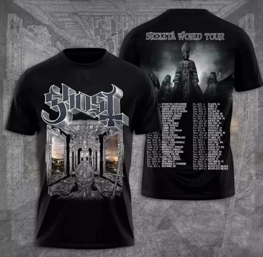 Discover Ghost Rock Band Skeleta World Tour 2025 The Schedule 3D T-Shirt Gift for Fan