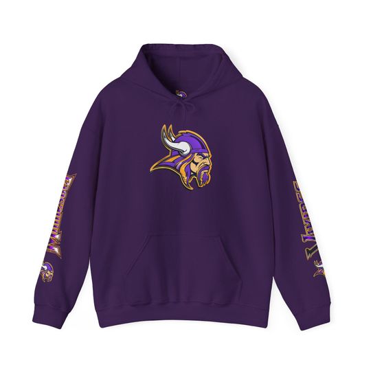 Hoodie Minnesota Vikings Logo Hoodie, Team Name Sleeve, Game Day wear, style gift
