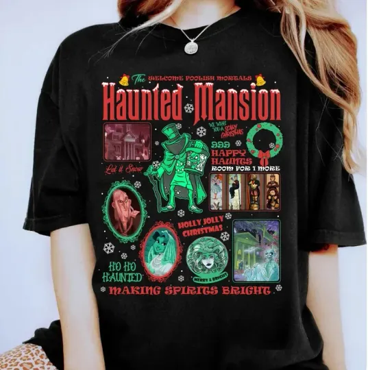 Discover Retro Disney Haunted Mansion Christmas T-Shirt Men Women