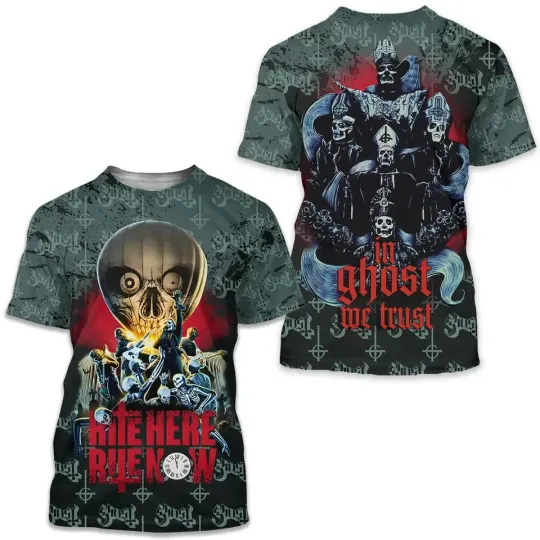 Discover Ghost Band Ghost Rite Here Rite Now In Ghost We Trust All Over Print 3D T-shirt