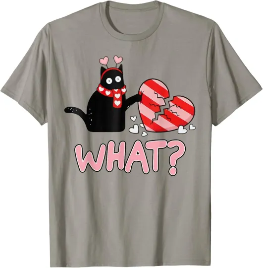 Discover Black Cat What Broken Heart Funny Cute Happy Valentines Day T-shirt