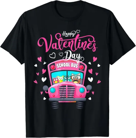 Discover Funny Owls School Bus Driver Happy Valentines Day Apparel T-shirt