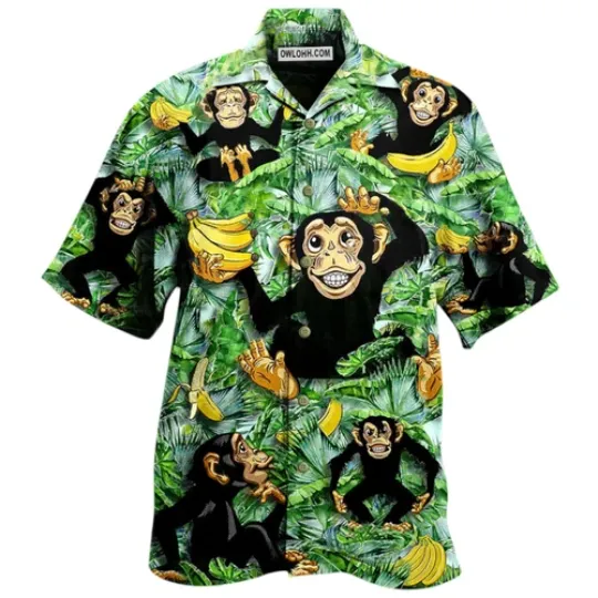 Discover Monkey Loves Banana With Tree Hawaiian Shirt Aloha Summer Beach Button Down