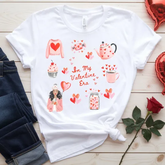 Discover In My Valentine Era Doodles  t-shirt, Valentine's Day Romantic Gift