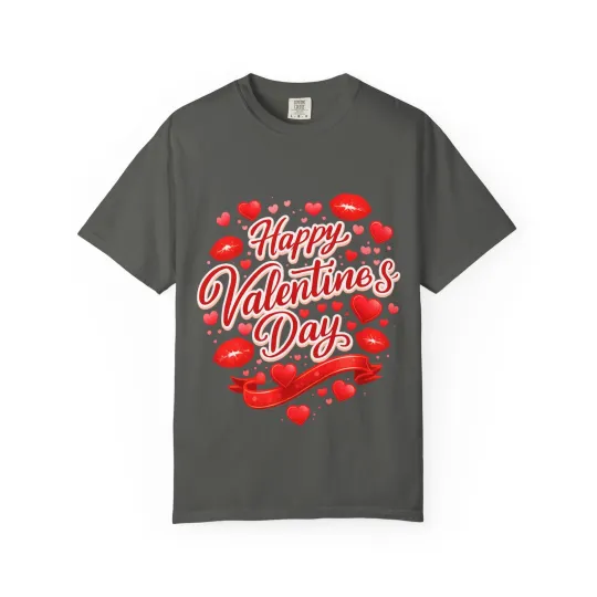 Discover Happy Valentine’s Day T-shirt | Red Hearts & Kisses Design