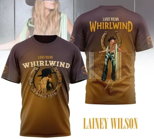 Discover Lainey Wilson Whirlwind World Tour T-Shirt AOP 3D Unisex Full Size
