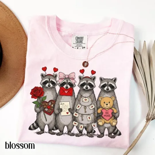 Discover Raccoon Valentines Day Comfort Colors Shirt Feral Raccoon Tshirt Funny Coquette