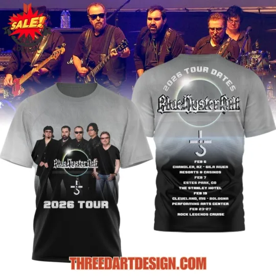 Discover Blue Oyster Cult 2026 Tour 3D T-Shirt